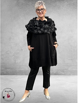 VINCENZO ALLOCCA Tuniek Zwart 3D Bloemen